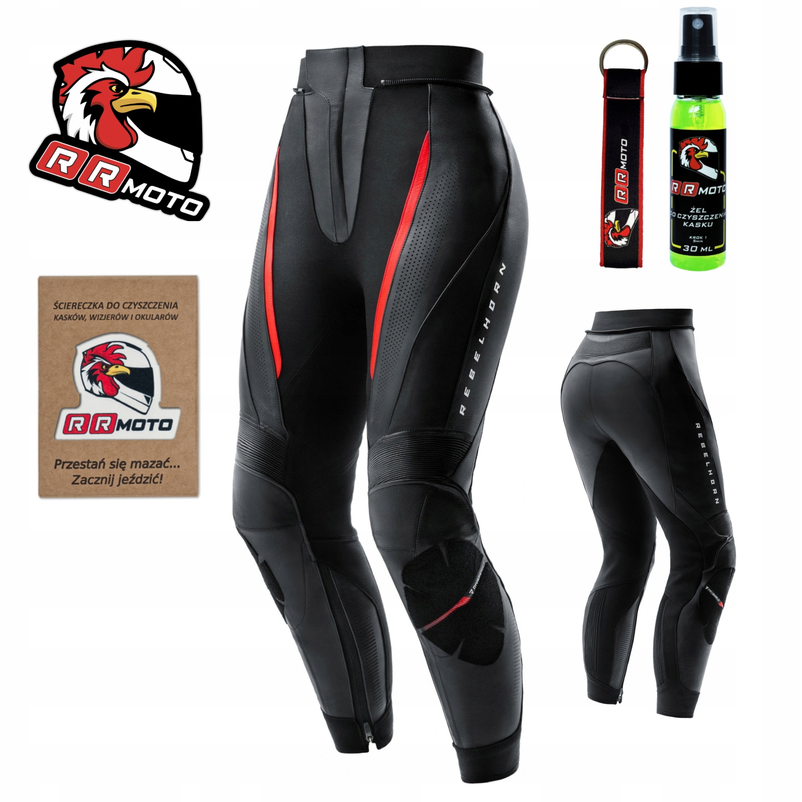 Dámske kožené nohavice Rebelhorn Diva Black/red čierne červené Darčeky