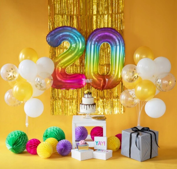 Balon foliowy tęczowy cyfra 2 urodziny 100 cm Marka PartyPal