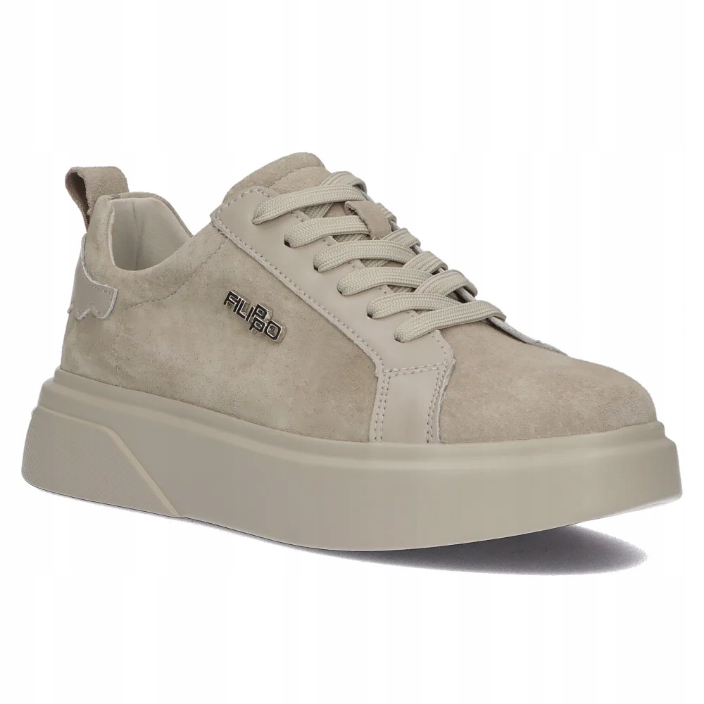 Skórzane damskie sneakersy Filippo beżowe r.38