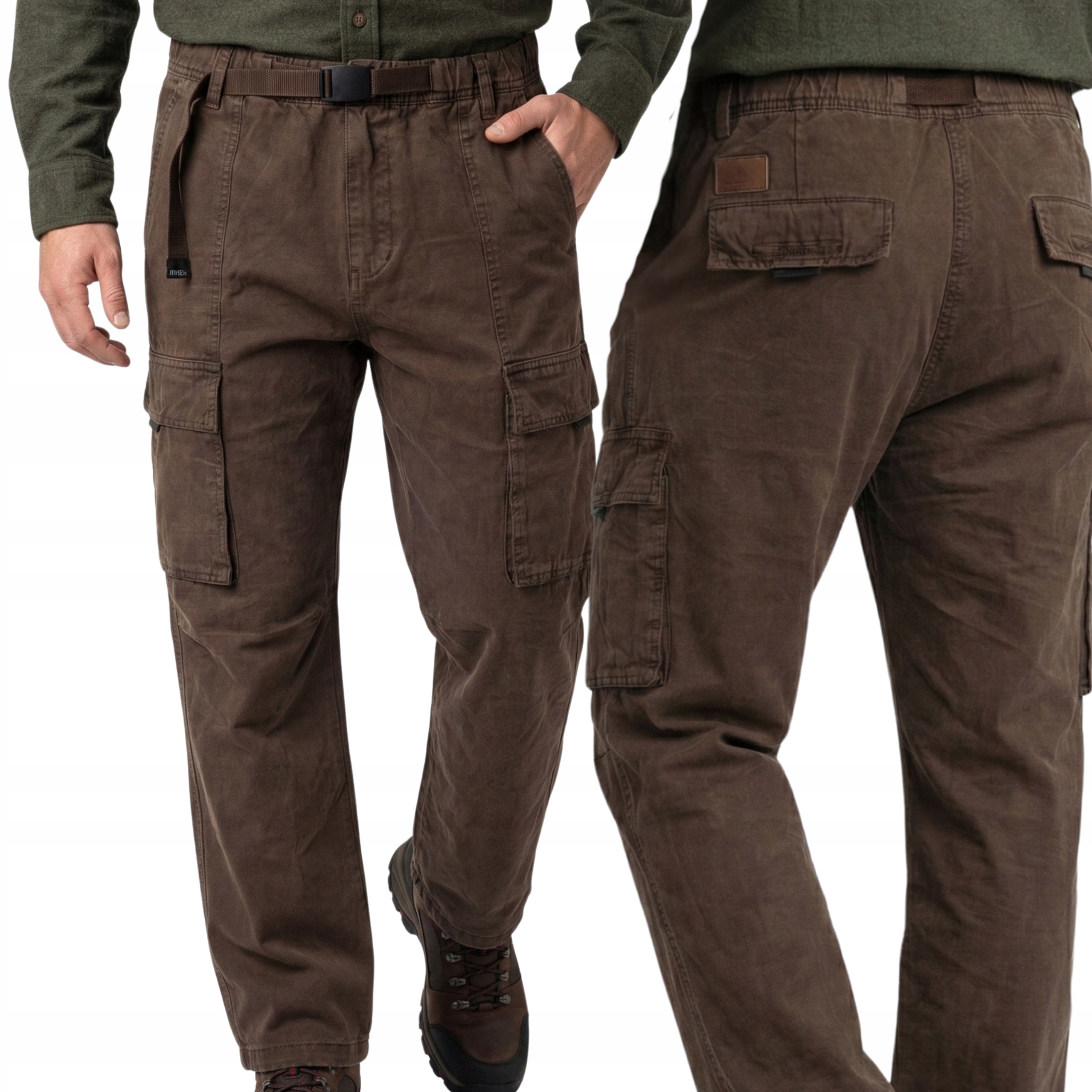 Pánské kalhoty kapsáče 100% Bavlna Bronz Měkké Bonus pásek 84-90 cm W31