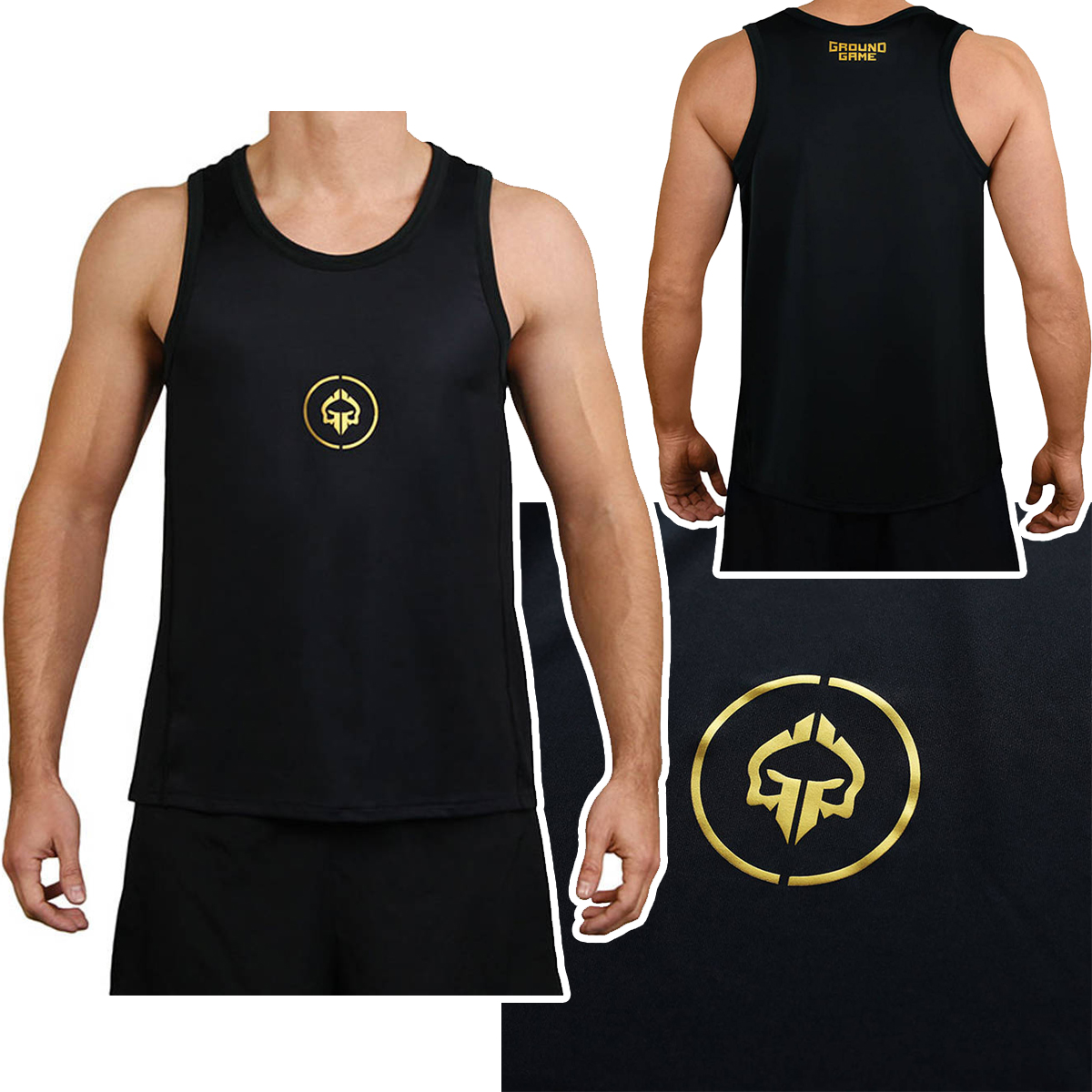 Koszulka bez rękawów Tank Top męski Ground Game Gold Czarna r. S
