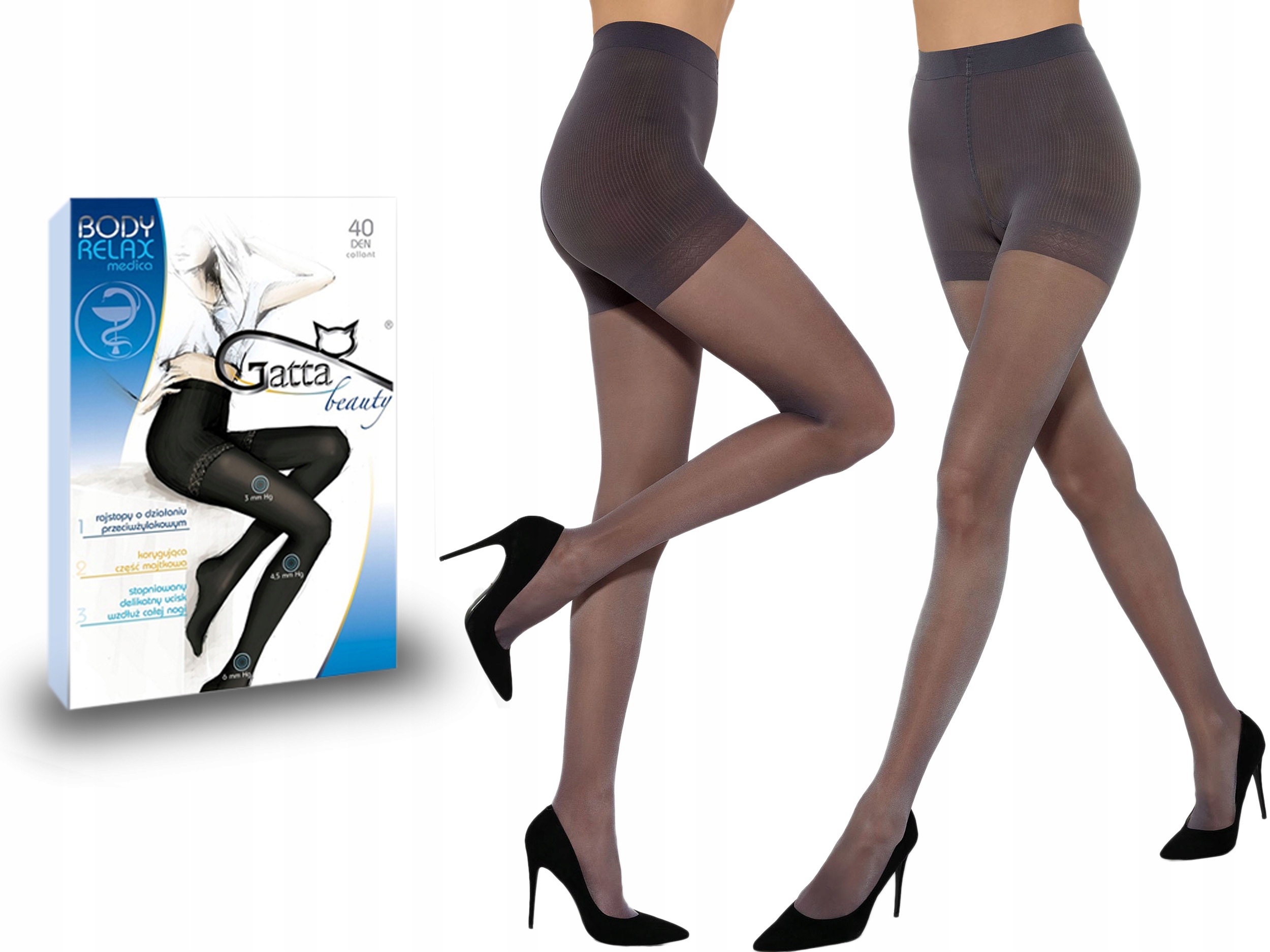 

Rajstopy Body Relax Medica Gatta 40 den grafit 4-L