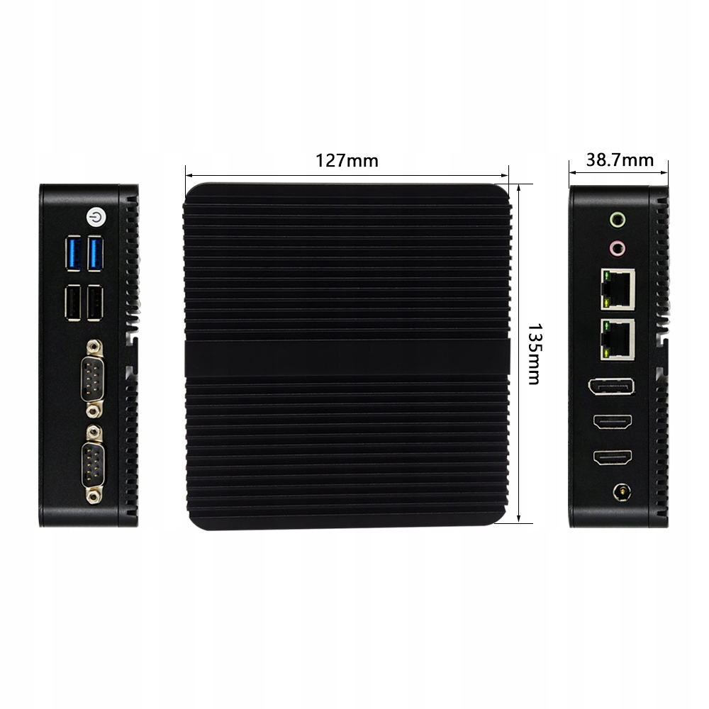 Przemysłowy fanless PC M4A 2xLAN 2xCOM HDMI DP IoT Model procesora J6412