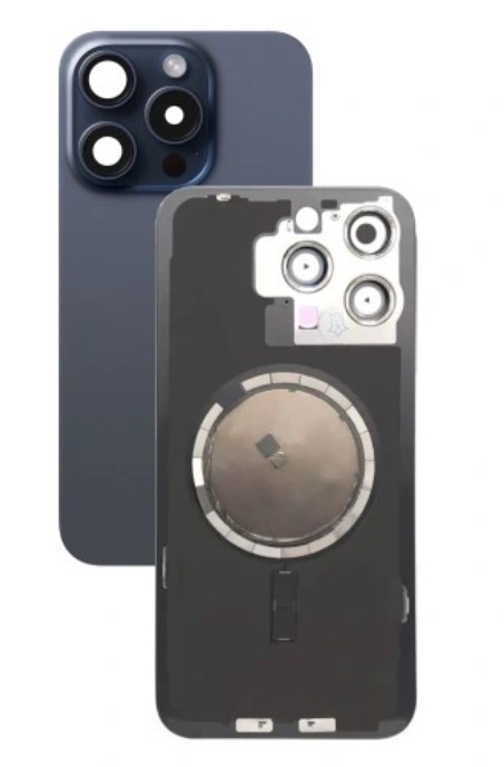 iPhone 15 Pro Max Blue Niebieska klapka tylna z dużymi oczkami Uzbrojona