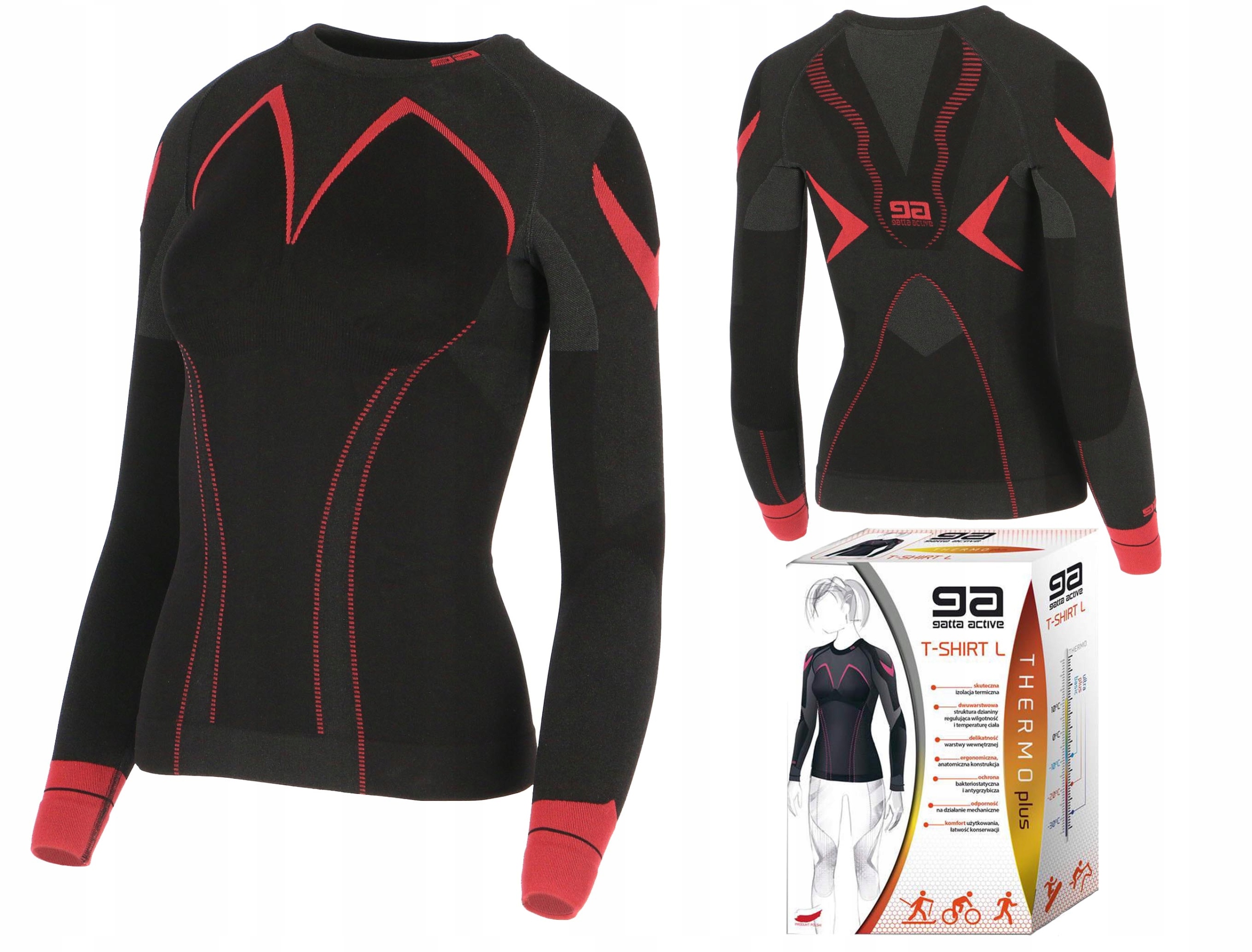 Dámská termoaktivní trička Gatta Active Thermo Plus černá/červená S