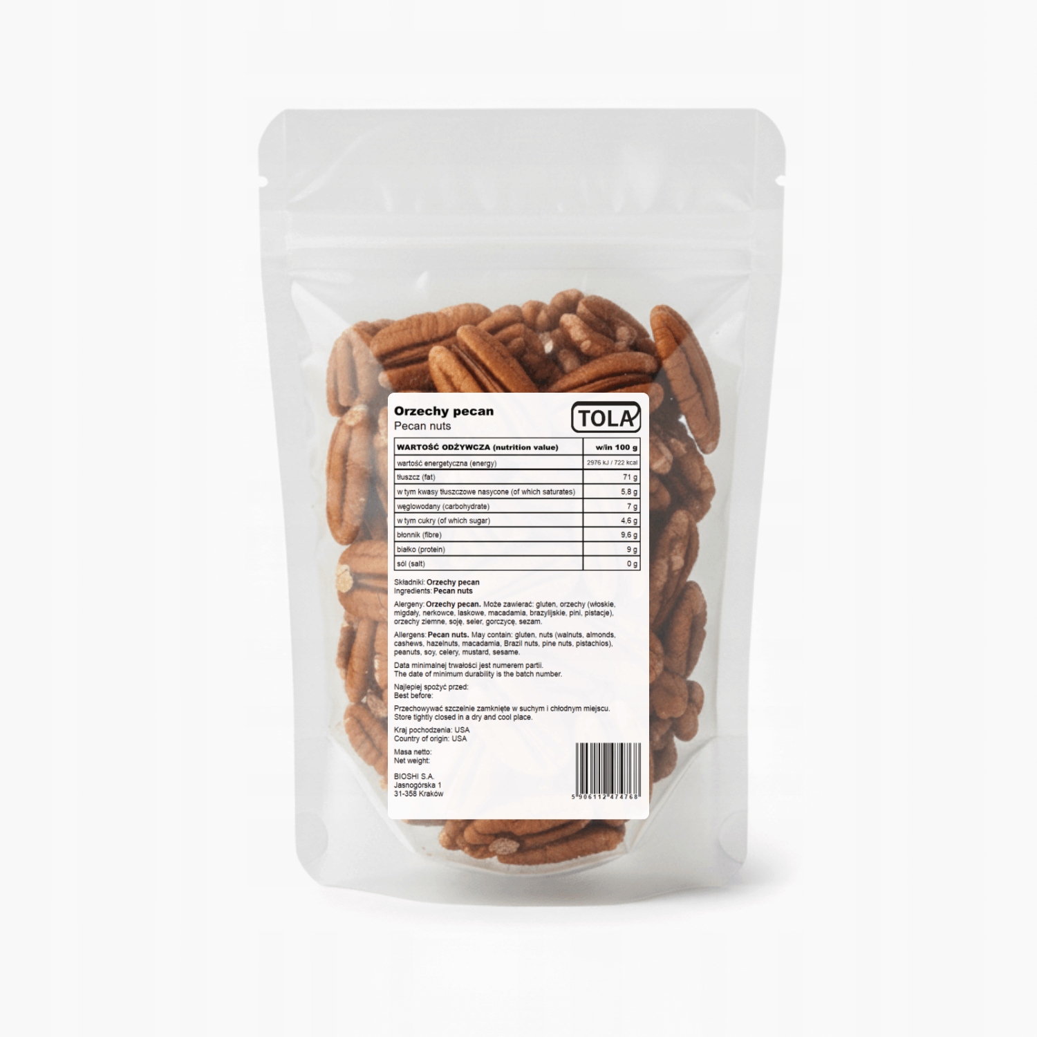 Levně Pecanové ořechy 1 kg – přírodní, bez přísad Tola