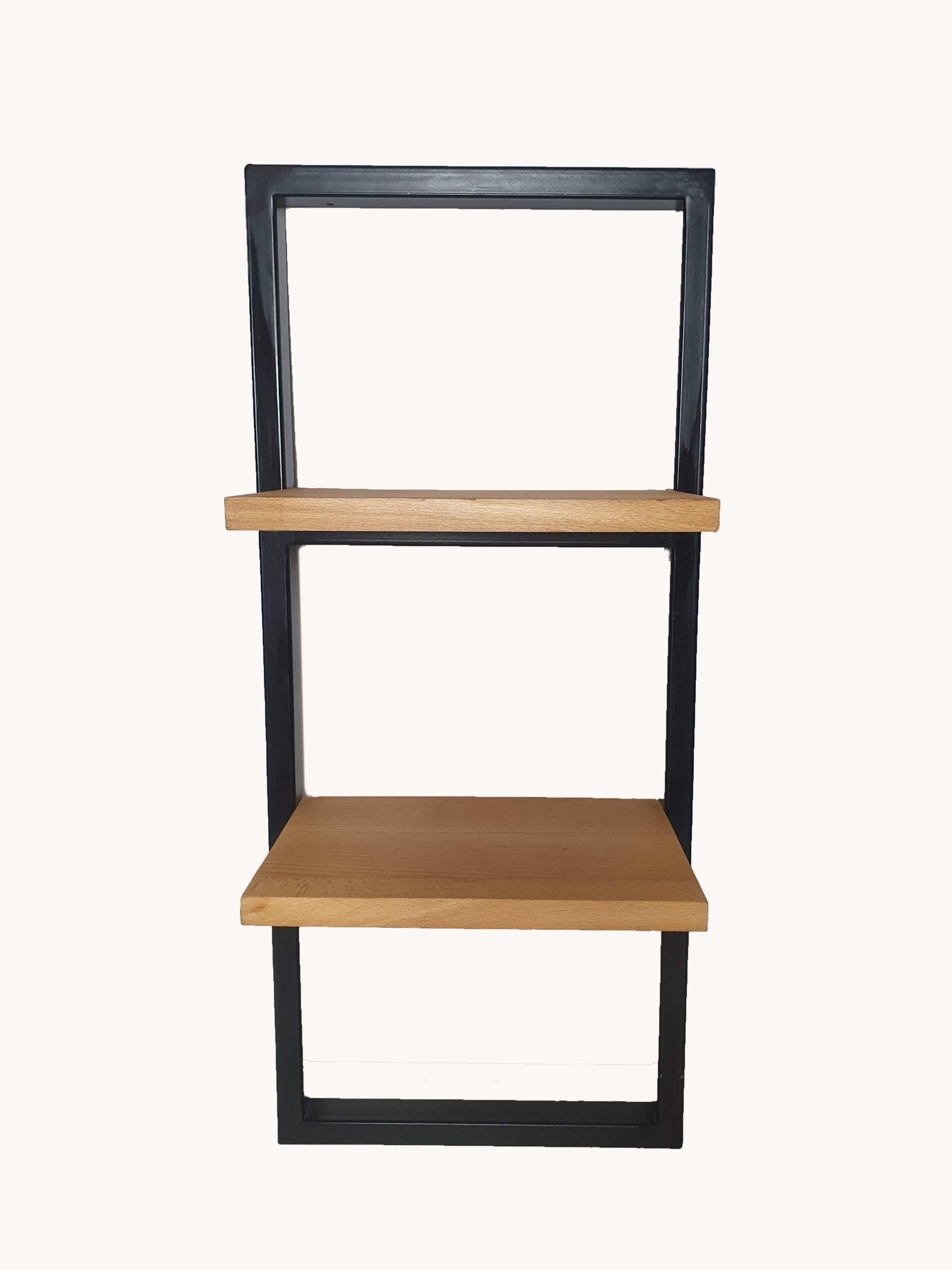 Półka wisząca LOFT industrialna podwójn BUK drewno Kolor mebla czarny