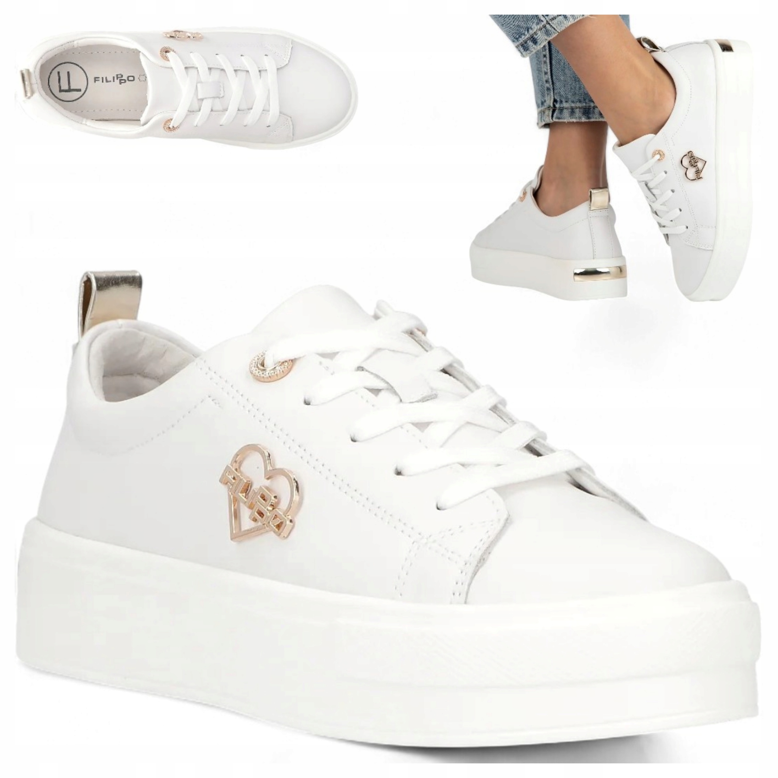 Filippo 36 Dámské polobotky Přírodní Kůže Sportovní obuv letní platforma