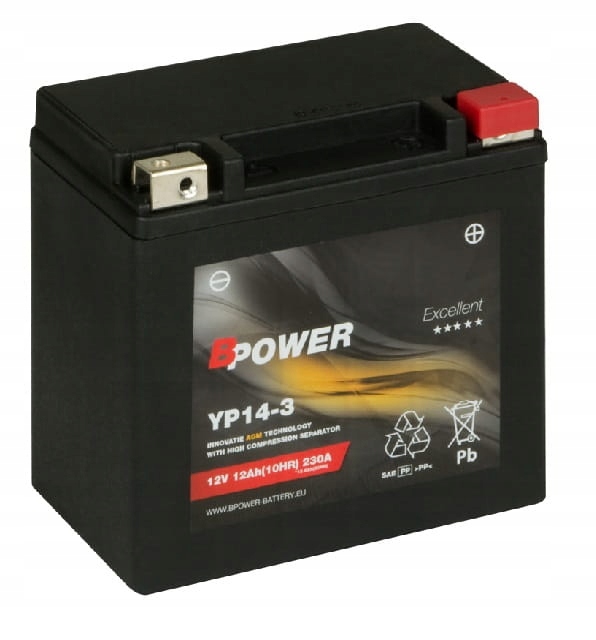 AKUMULATOR BPOWER EXCELLENT YP14-3 12AH 230A 12V