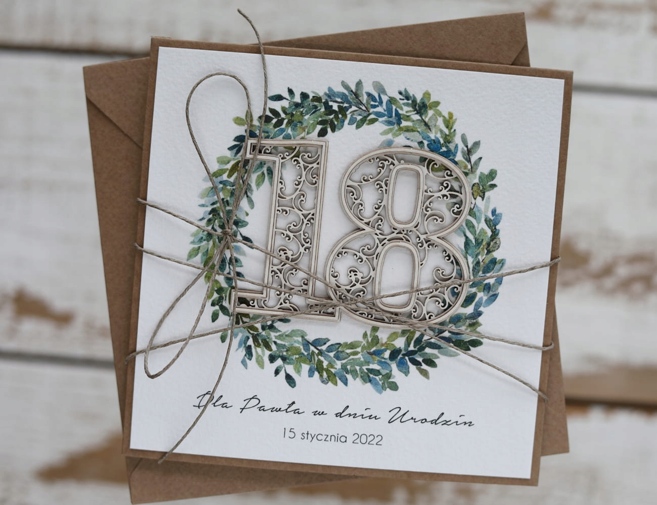 Ručně vyráběné přání k 18. narozeninám s personalizací nápad na dárek