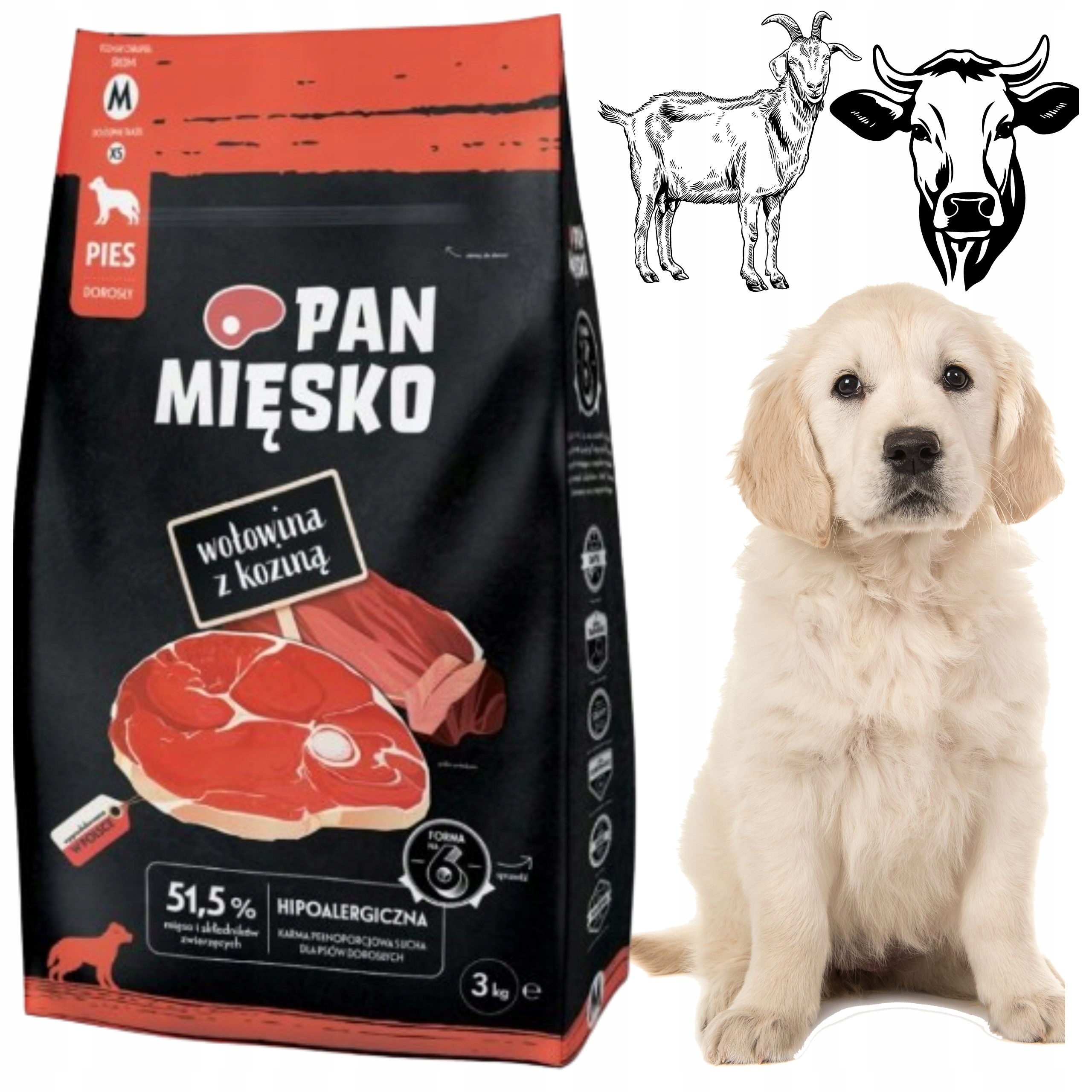 Levně Pan Mięsko pro psa HOVĚZÍ_KOZINA_M_3KG