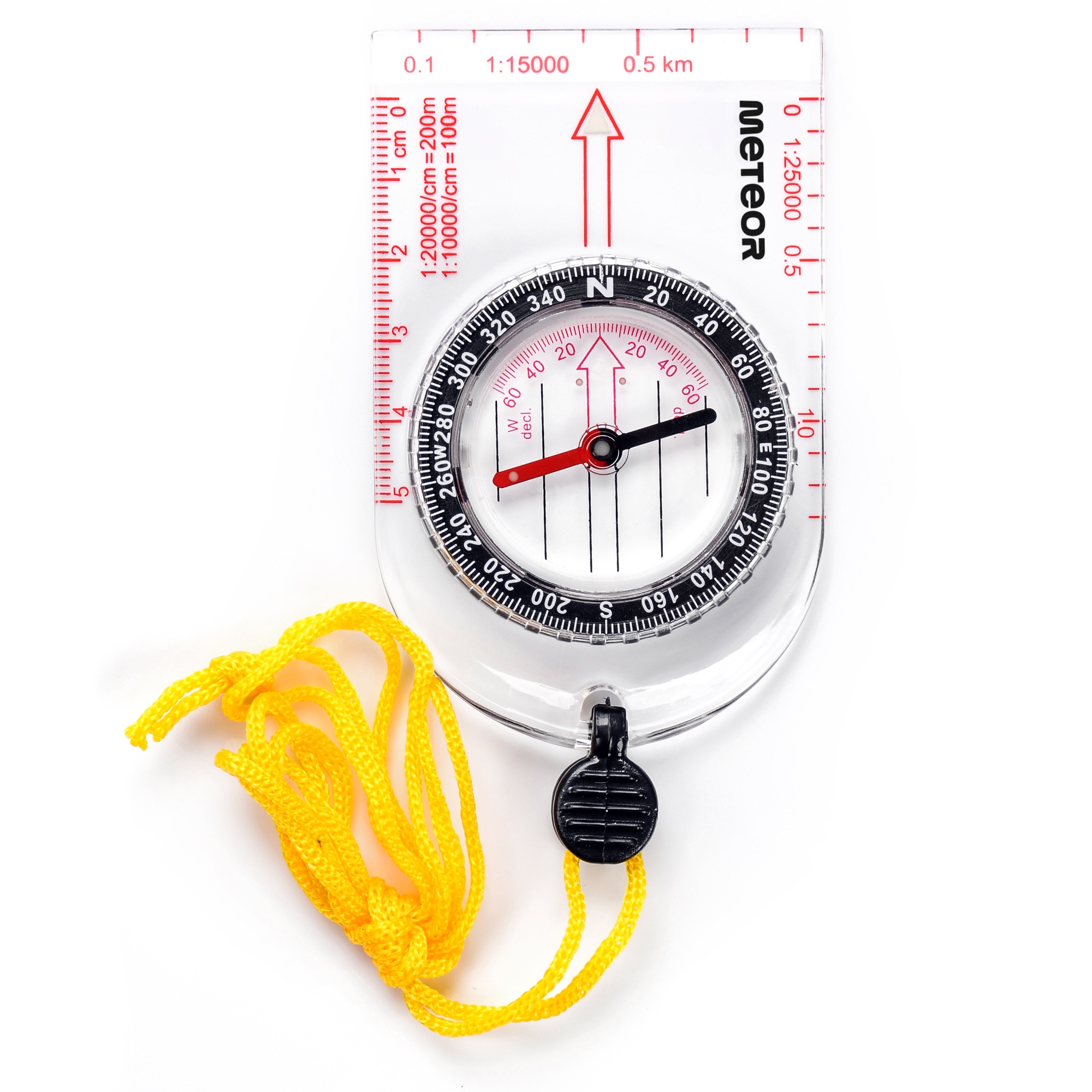 KOMPAS PÓŁOKRĄGŁY linijka wygodny do wyznaczania azymutu na mapie + sznurek Marka Meteor