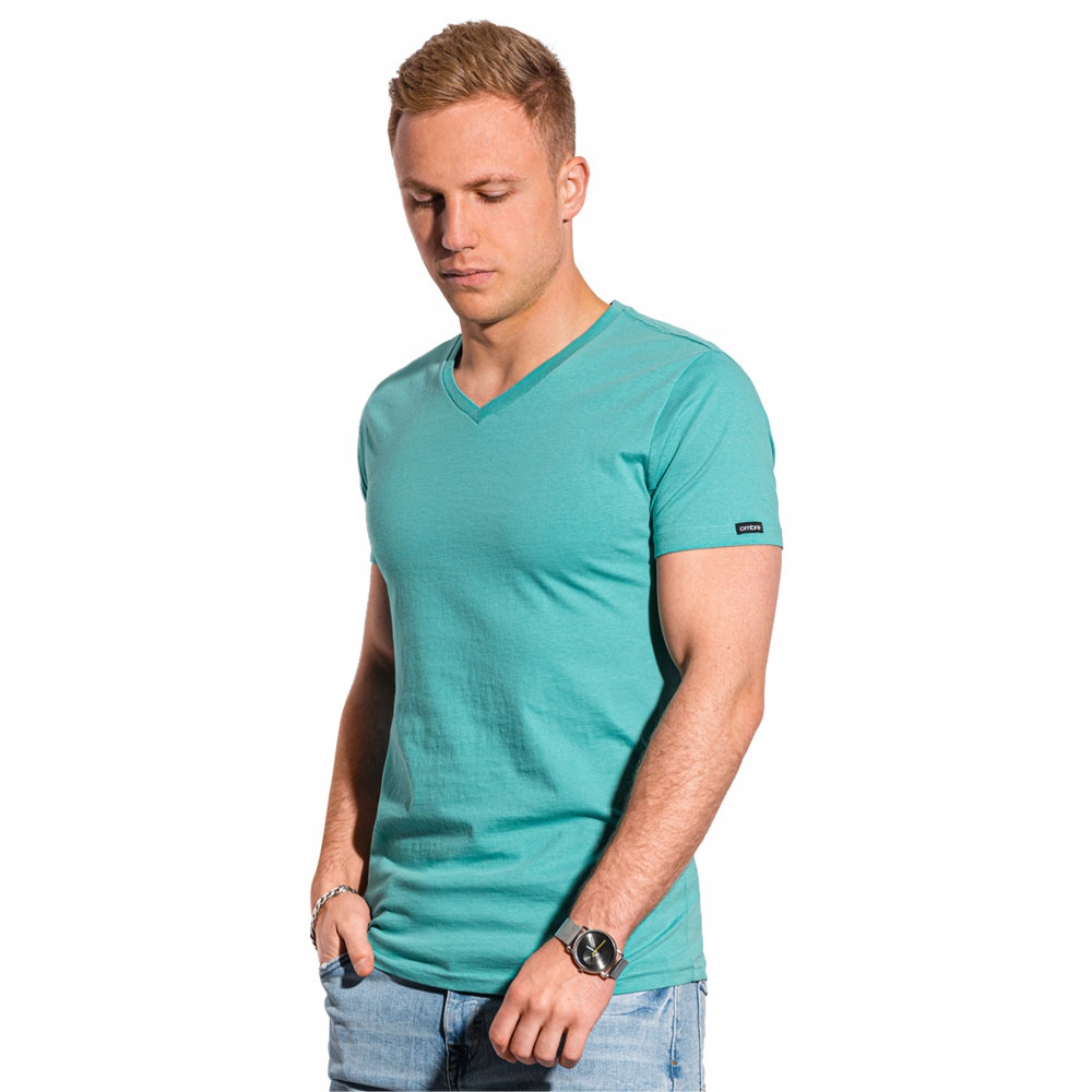 

T-shirt męski bawełniany basic S1369 turkusowy XXL