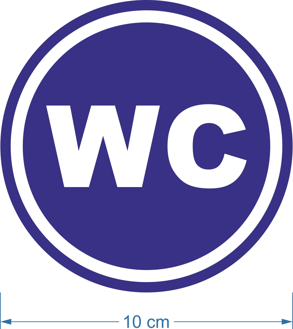 Naklejka informacyjna WC toaleta okrągła 10 cm Stan opakowania oryginalne