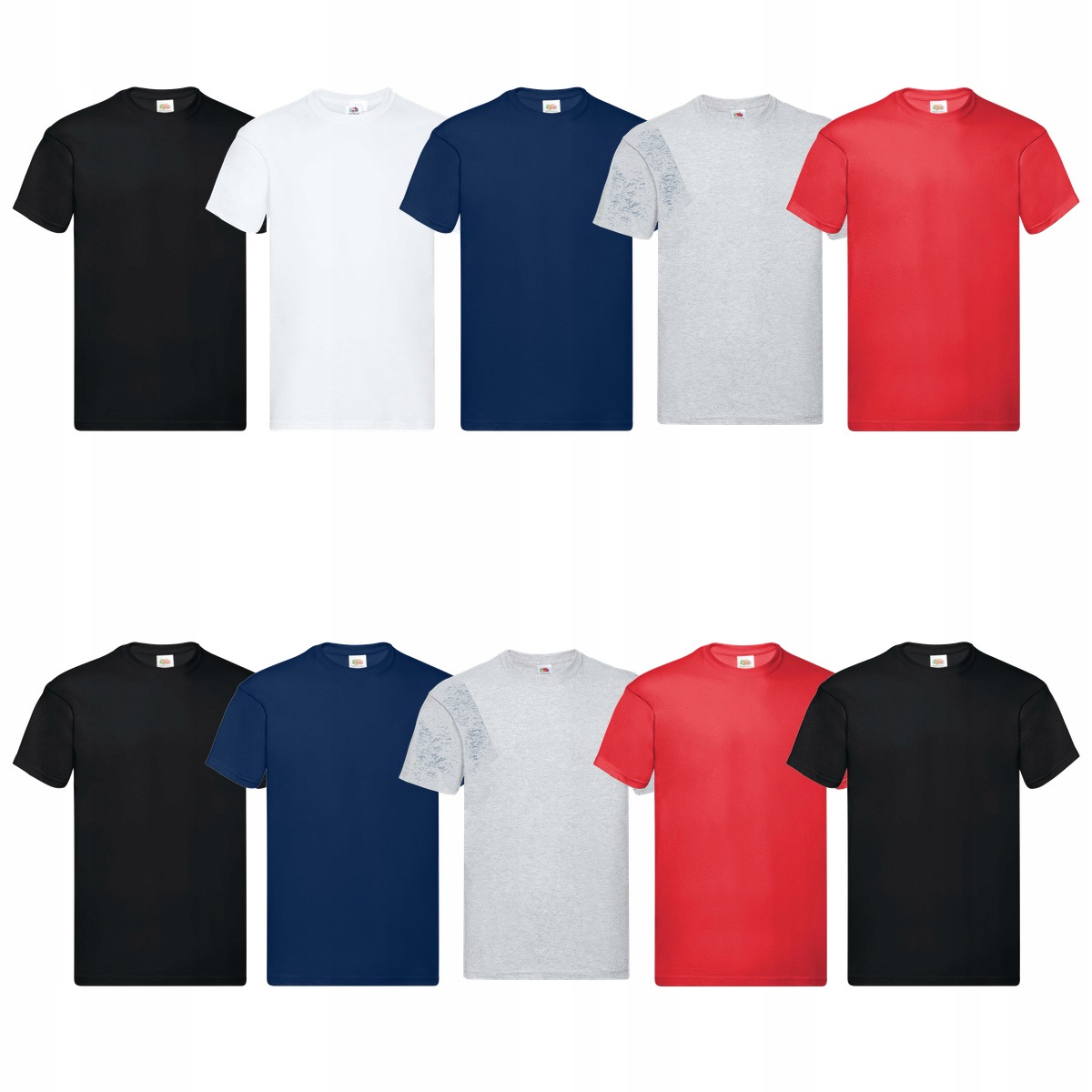 10x Pánské tričko 3x Černobílé Tmavě modré Fruit of the Loom Original S
