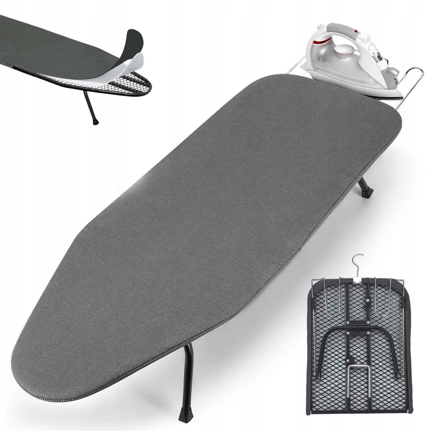 Levně skládací žehlicí prkno připevněné ke stěně, funkční a pohodlné, černá barva