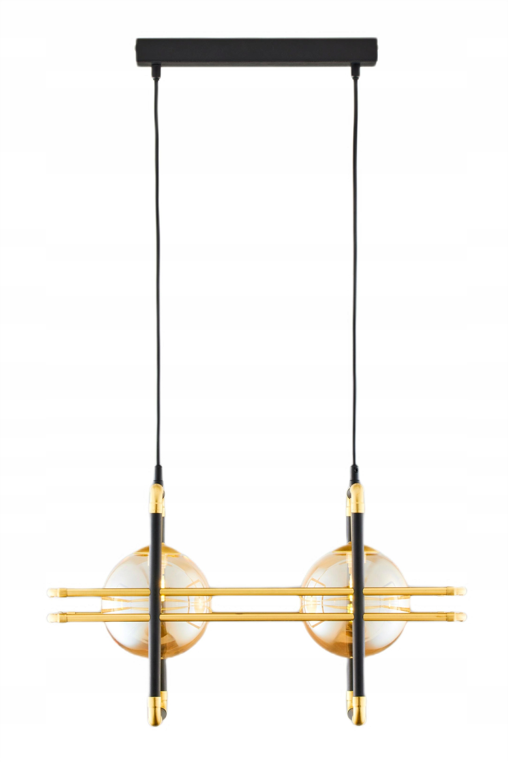 Závesná lampa Fiori Čierna Zlatá Sklenená lampa 2xG9 Stropná lampa Izba