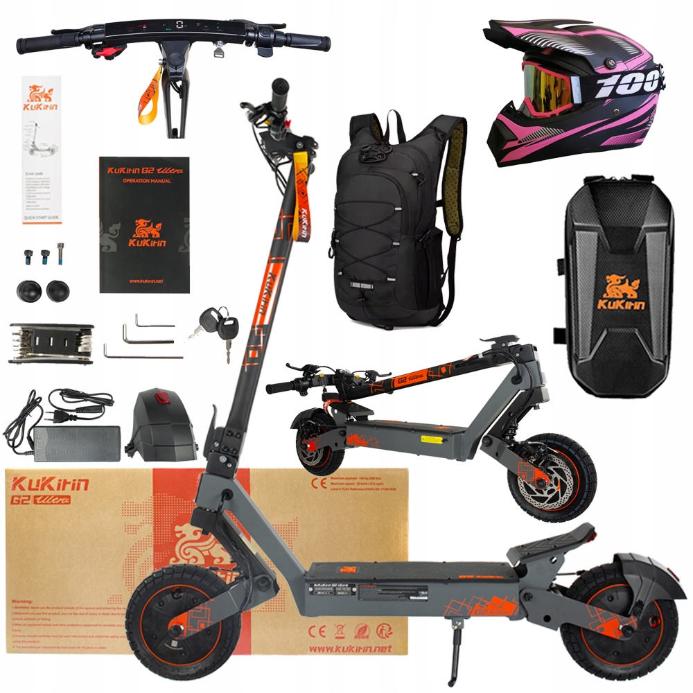 KuKirin G2 Ultra Składany 2000W 48V 18Ah 50km/h 55KM Terenowy PL+3Prezent