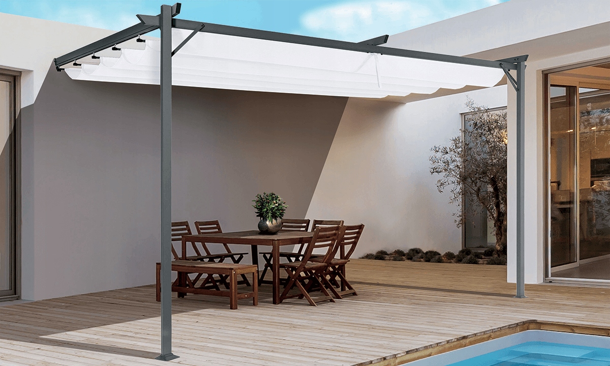 Pergola Tarasowa Altana Ogrodowa Przyścienna Sprint Wall 4x2,7 Biała Duża