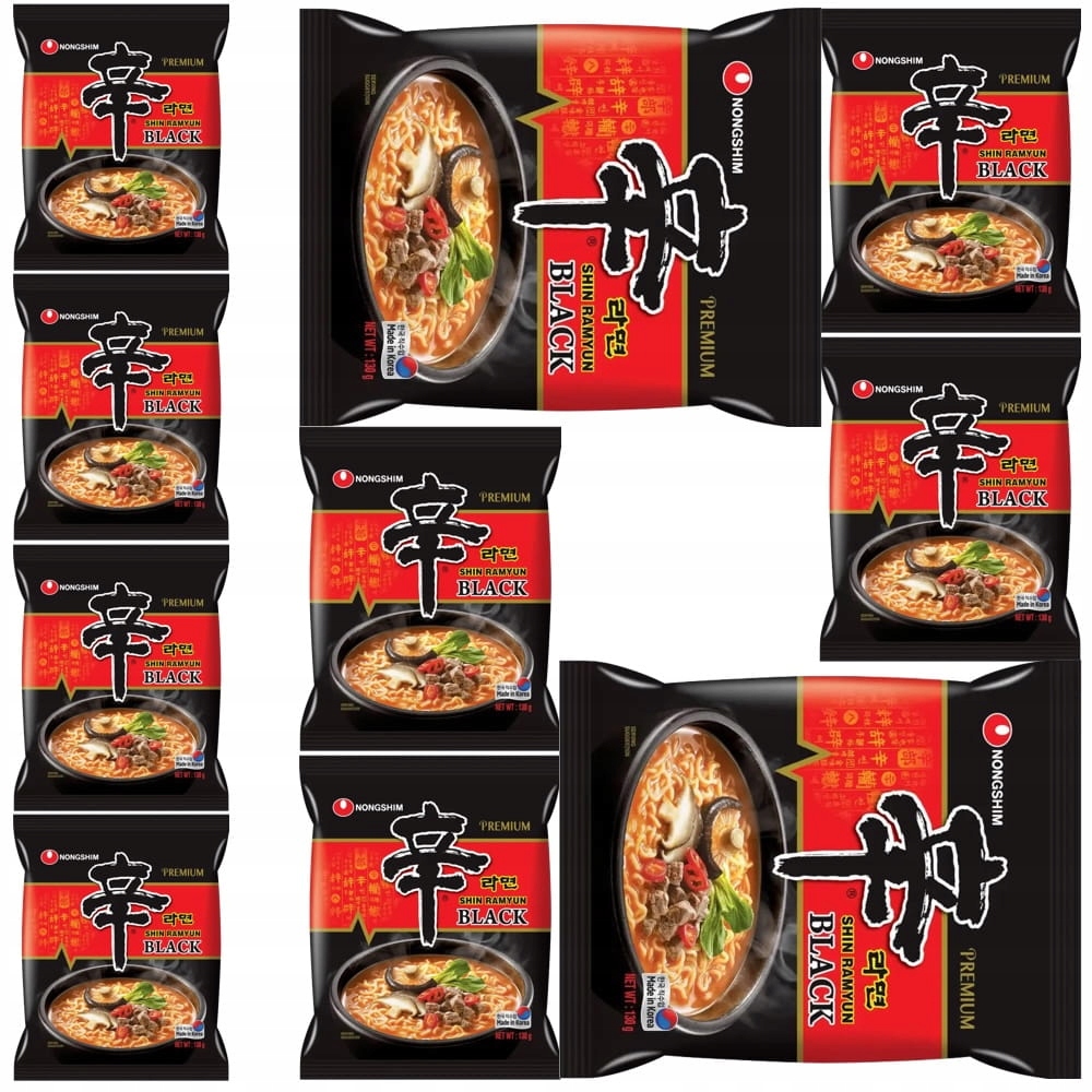 10x Koreańska Zupka Błyskawiczna Instant Shin Ramyun Black 130g Nong Shim