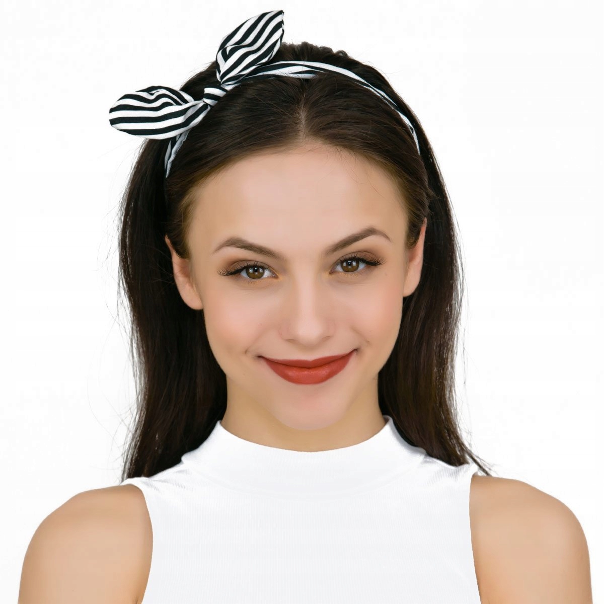 

Opaska Do Włosów paski czarne Pin Up kokarda