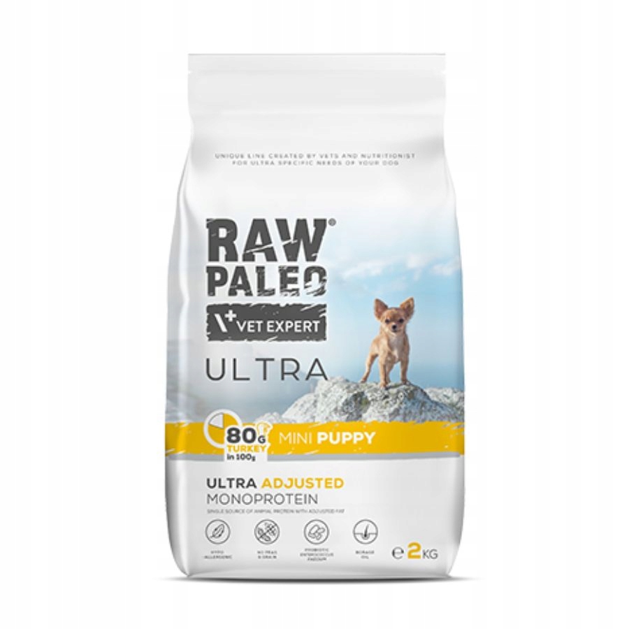 Raw Paleo Ultra Mini Puppy Turkey krmivo pro štěňata Krůta malých plemen 2 kg