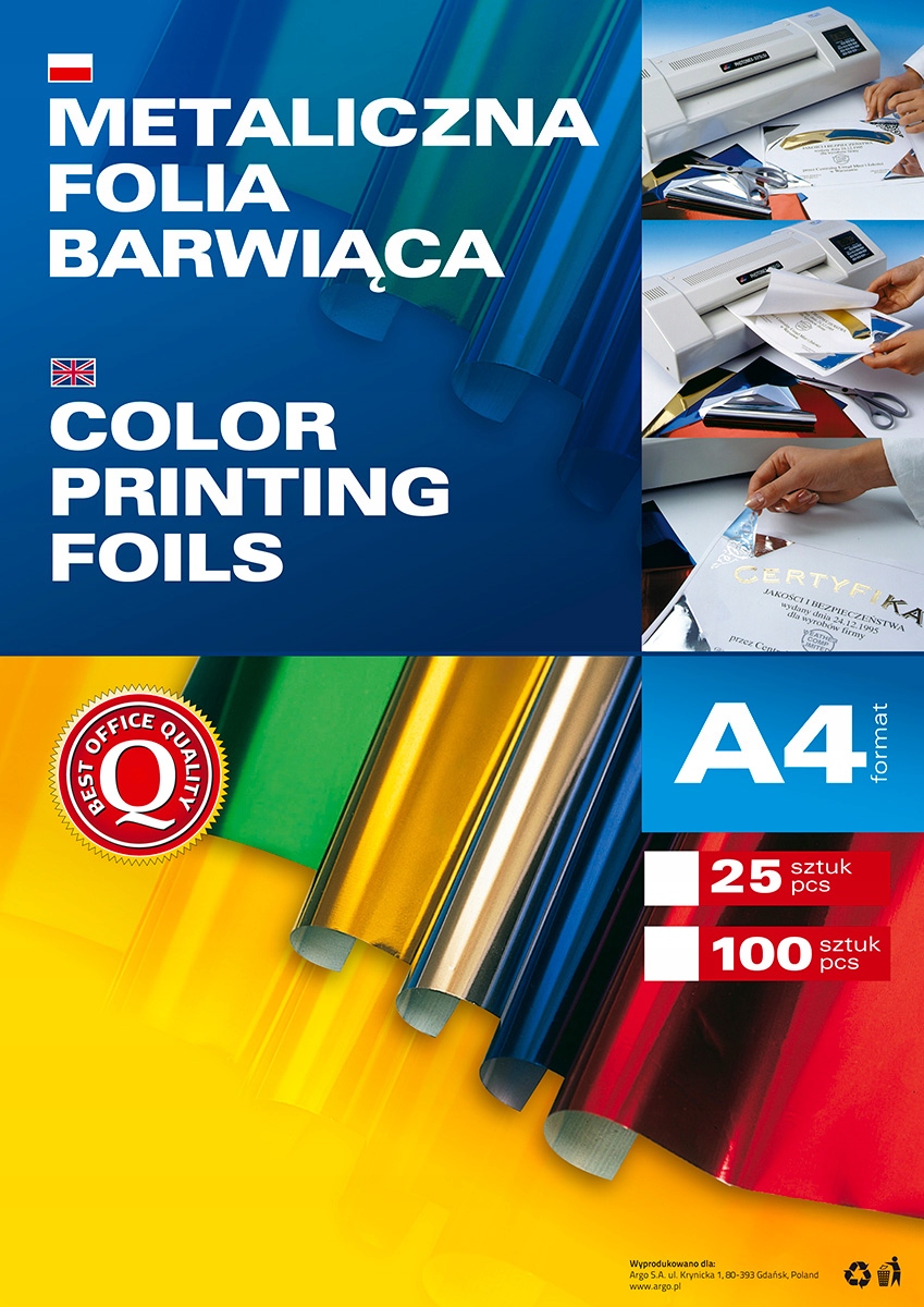 

Metaliczna folia barwiąca A4 czerwona 100 sztuk