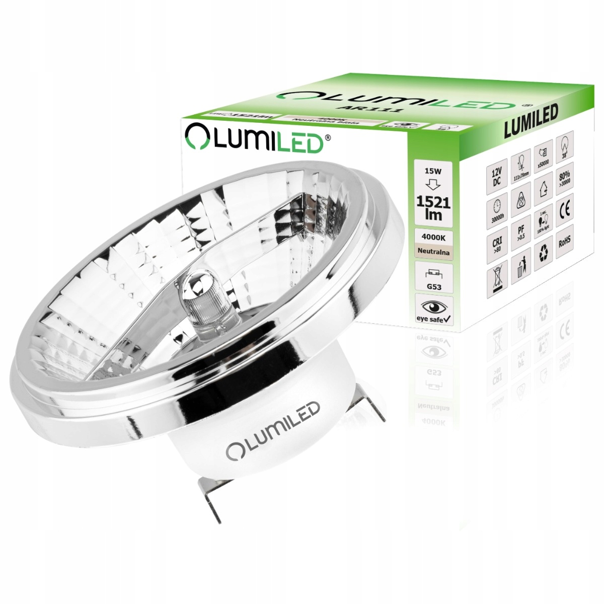 

Żarówka Led G53 AR111 15W 100W 4000K 12V Lumiled