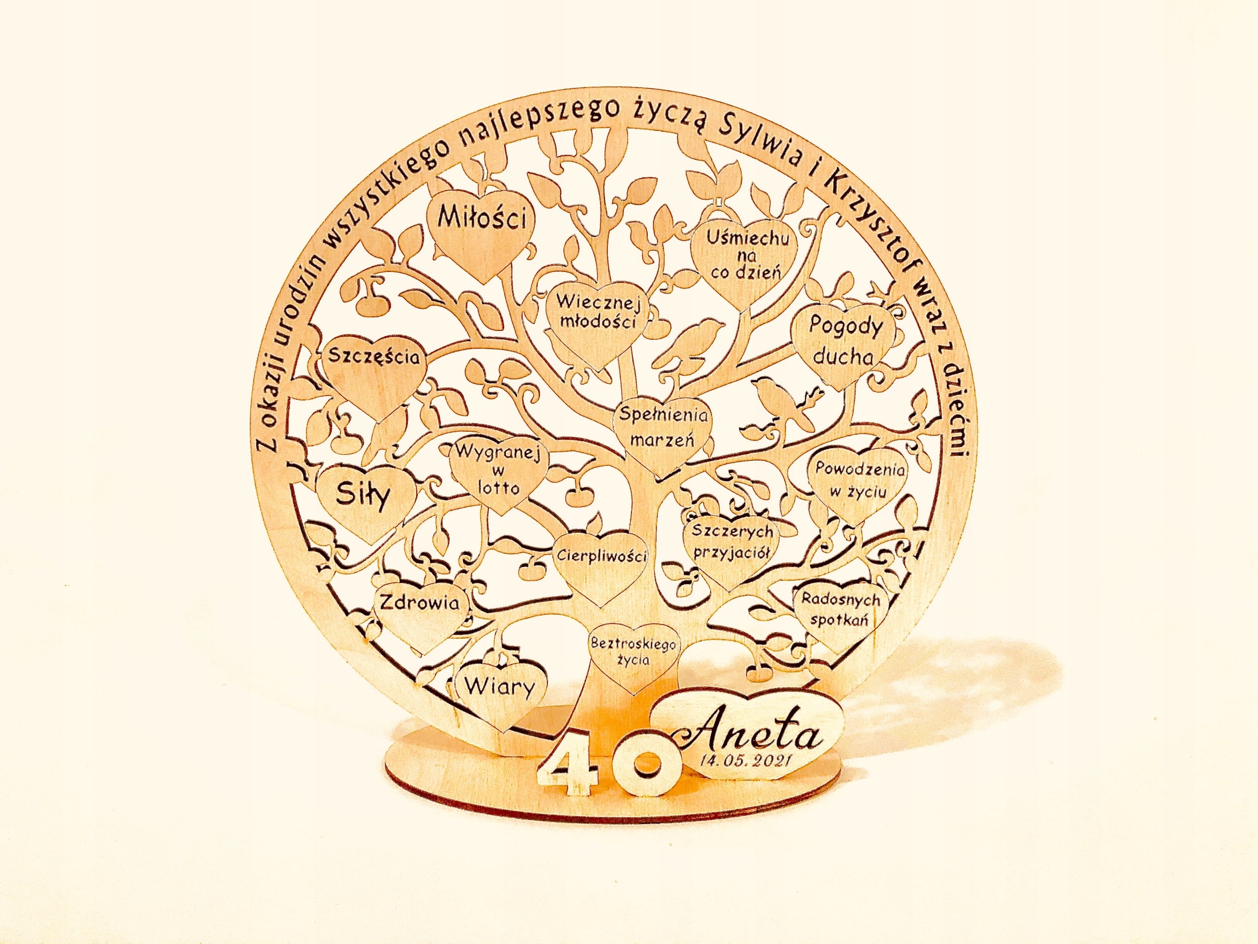 40. narozeniny, čtyřicátý strom, gravírování