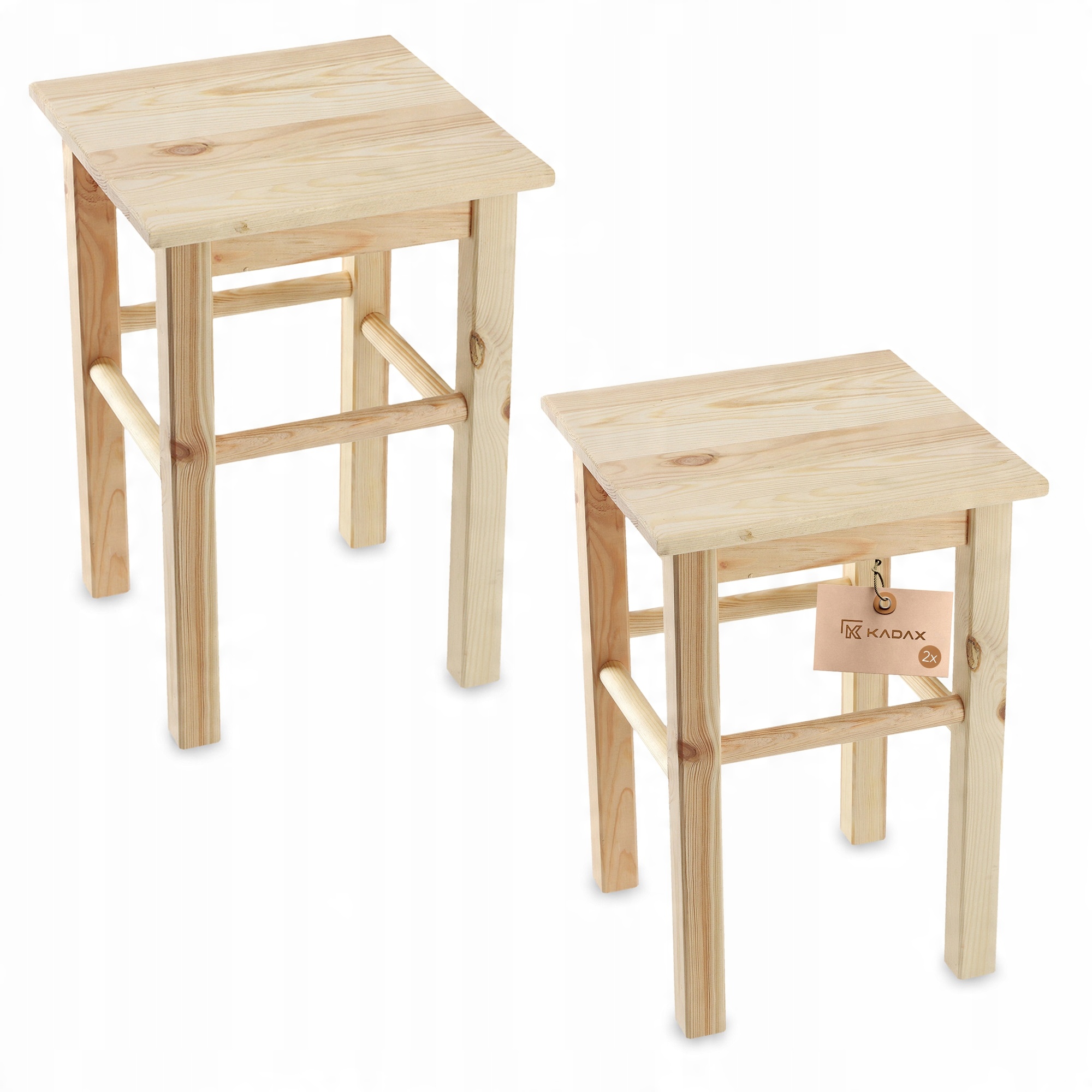 

Kadax Taboret Drewniany Stołek Krzesło 44cm 2szt