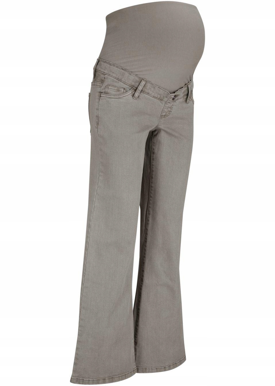 38 Bonprix _DYI JEANSY KHAKI Z WSTAWKĄ CIĄŻOWĄ Rozmiar 38