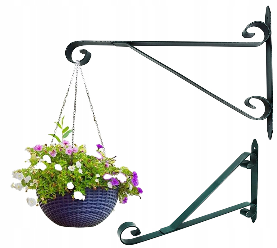 Hak ścienny do doniczki balkonowej WIESZAK NA BALUSTRADĘ zielony UCHWYT