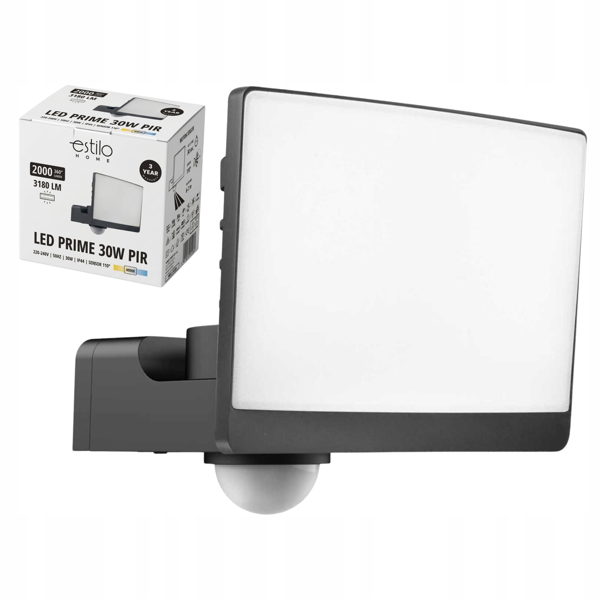 Led reflektor 30W s pohybovým senzorem Pir Estilo IP44 4000K Zahradní