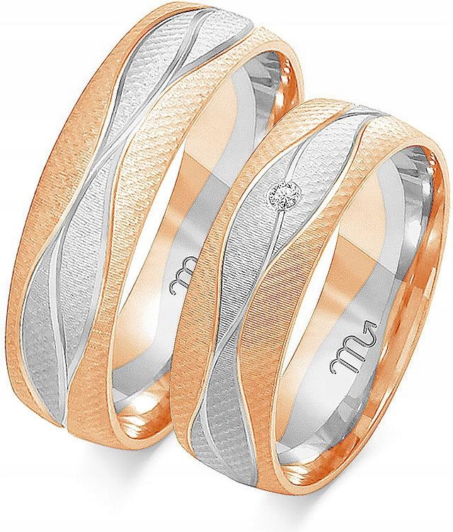 Zlatý svatba snubní prsten pro pár 14K 585, velikost 8 9 10, dámská kolekce