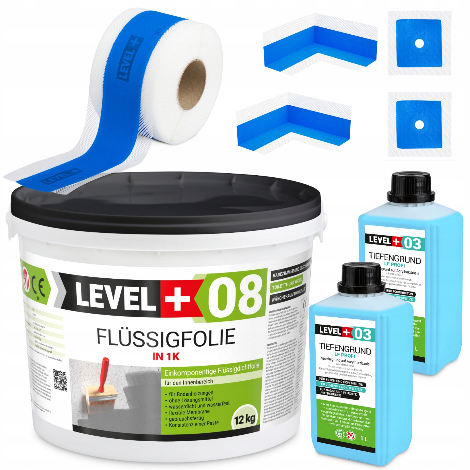 Hydroizolacja Zestaw Folia w płynie 12kg Taśma 10m