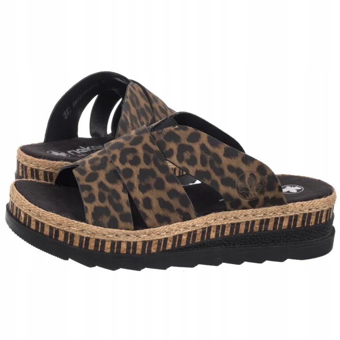 Dámské boty Nazouváky na klínku Rieker Hnědé Panterka V7989-90 Multi