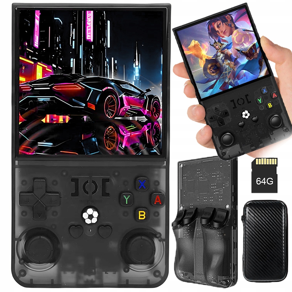 R36MAX Konsola Do Gier Retro Przenośna 18000 Gry 64GB Full Hd Ips