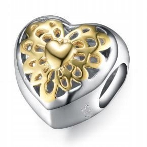 Korálek Charms beads srdce zlaté ažur 925