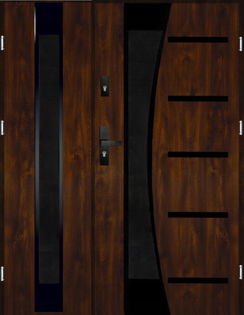 DRZWI ZEWNĘTRZNE DWUSKRZYDŁOWE INOX 14ZD BLACK 131CM 55MM CIEMNY REFLEKS Marka Lukar