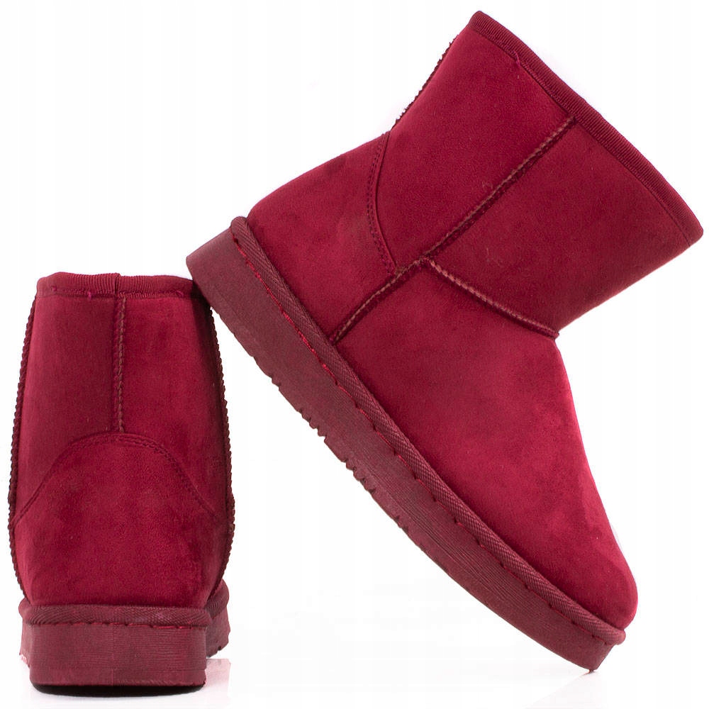 

6217 Bordowe Ocieplane Zamszowe Śniegowce Botki 38