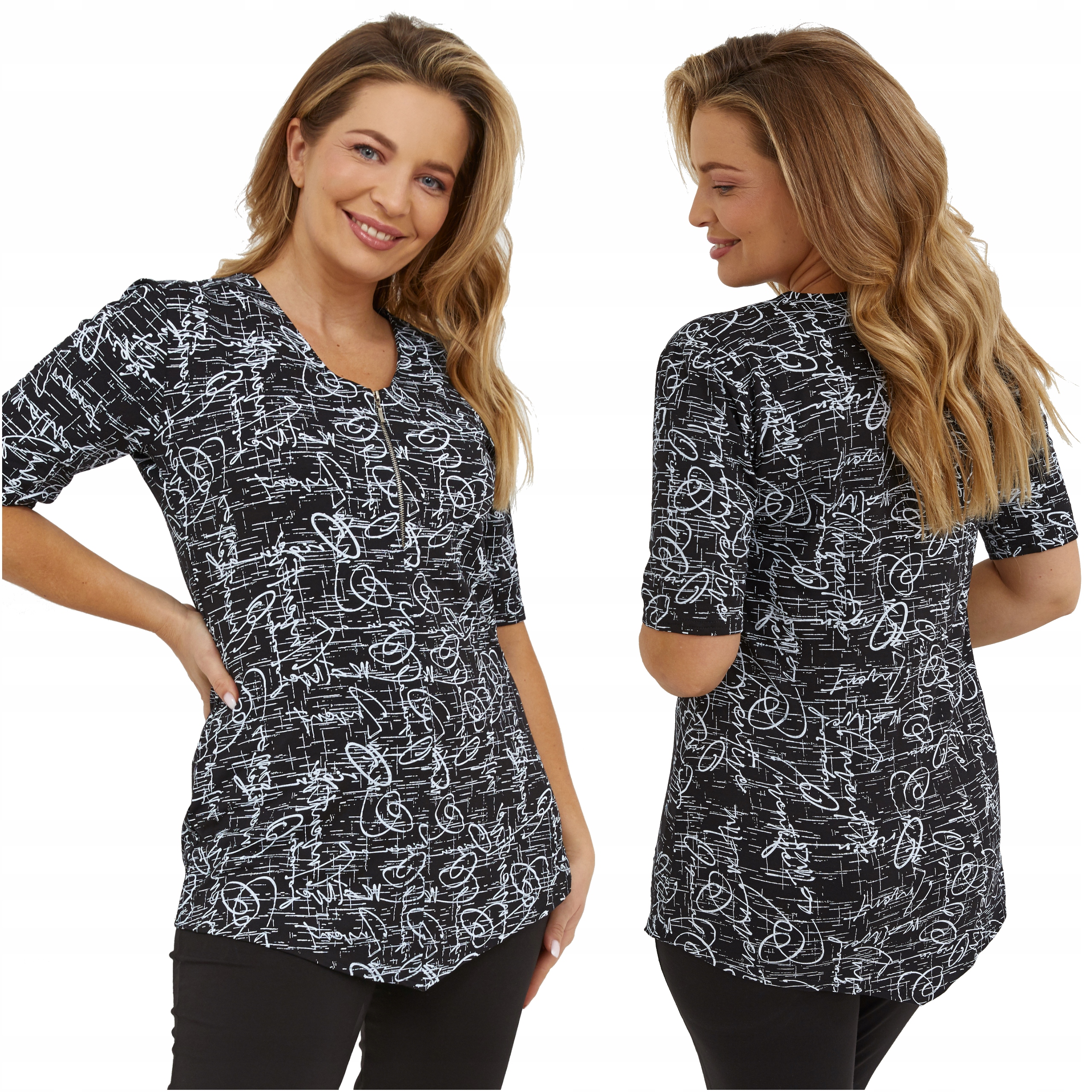 Dámská tunika/halenka, velké velikosti, plus size, s krátkým rukávem, Polský Výrobce