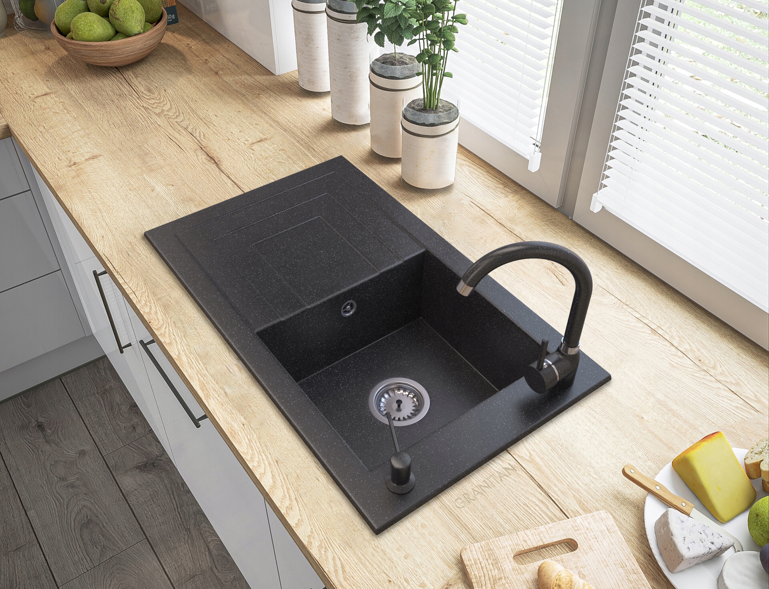 DOZOWNIK KUCHENNY CZARNY GRANIT PŁYN MYDŁA ZLEWOZMYWAK ZLEW UNIWERSALNY Pojemność pojemnika 360 ml