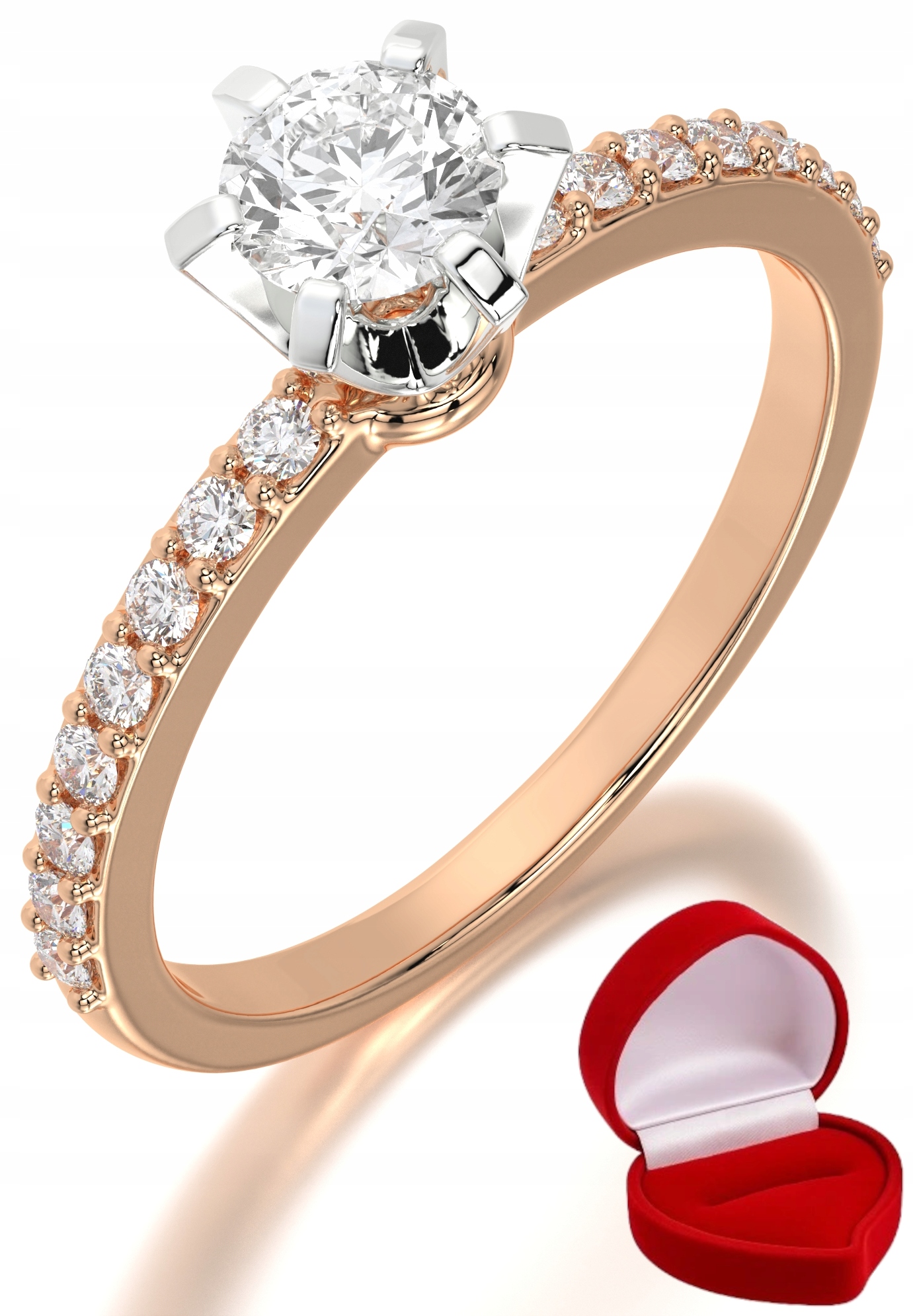 Zlatý Prstýnek 585 14k Brylant Lab 0,30 ct Růžové Zlato R17