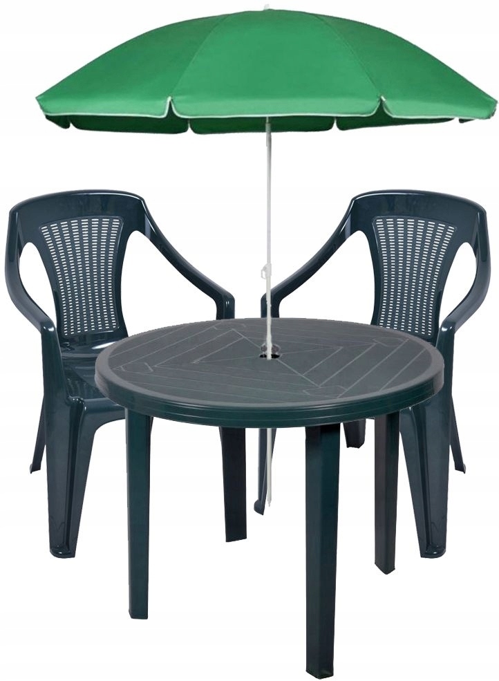 BRYLANT MEBLE OGRODOWE 2+1 STÓŁ KRZESŁA +PARASOL ZIELONY