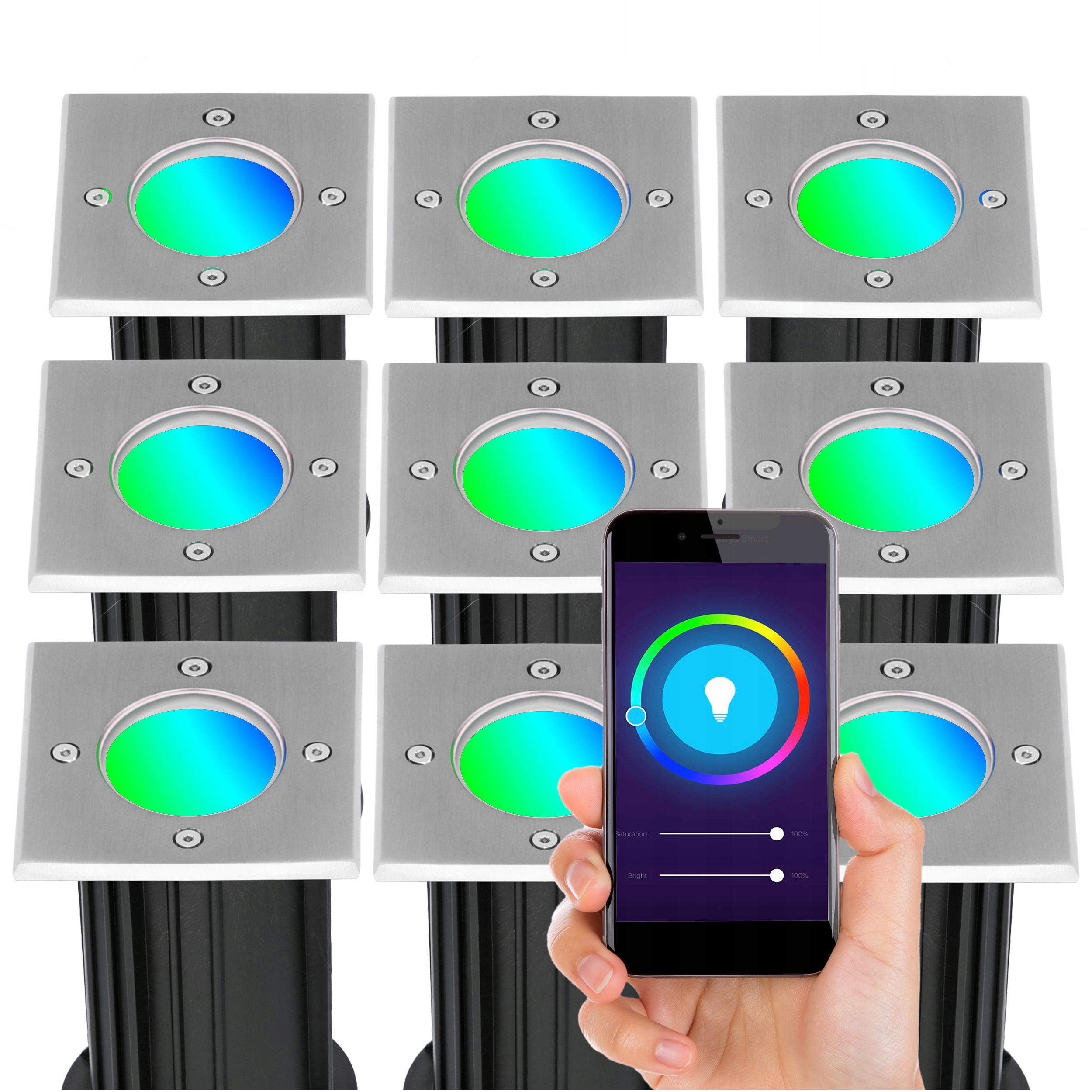9x Lampa Najazdowa Inteligentna Rgb Tuya GU10 230V IP65 Rgb Pilotem