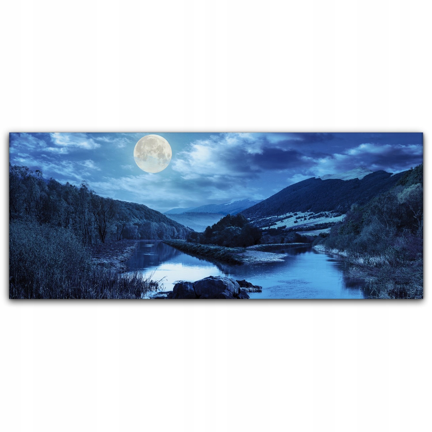 

Canvas na ramie ścienny 125x50 Las Rzeka Księżyc