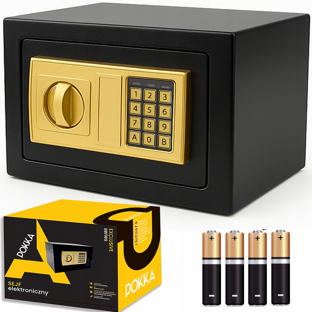 Duży Sejf Domowy Kasetka Kasa Pancerna Elektroniczny Szyfr Czarny 5kg