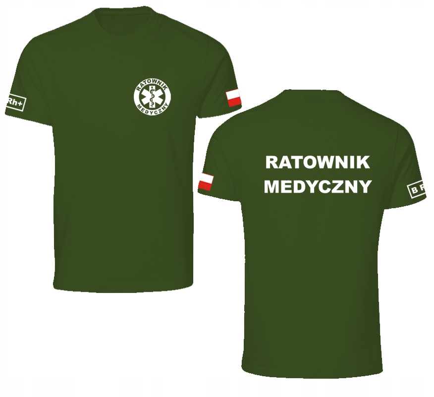 

Koszulka Ratownik Medyczny, grupa krwi flaga Pl Hq