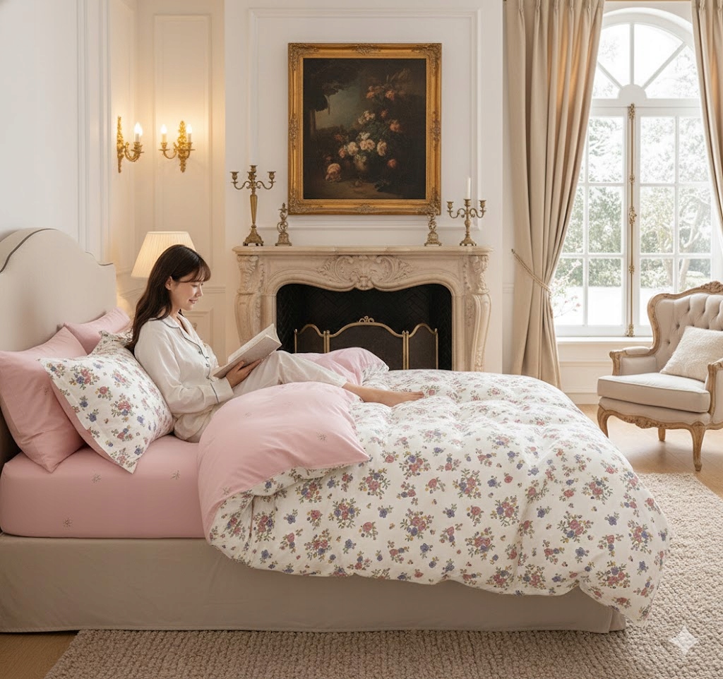 3dílná sada povlečení na peřinu ze 100% bavlny s vintage květinovým vzorem do ložnice 220x200 cm