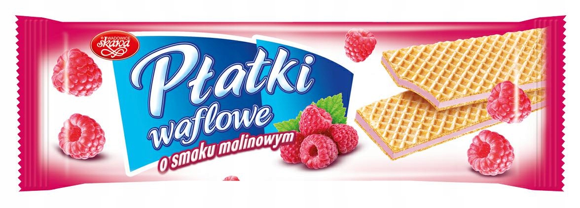 18 Sztuk Skawa Płatki Waflowe O Smaku Malinowym 130G